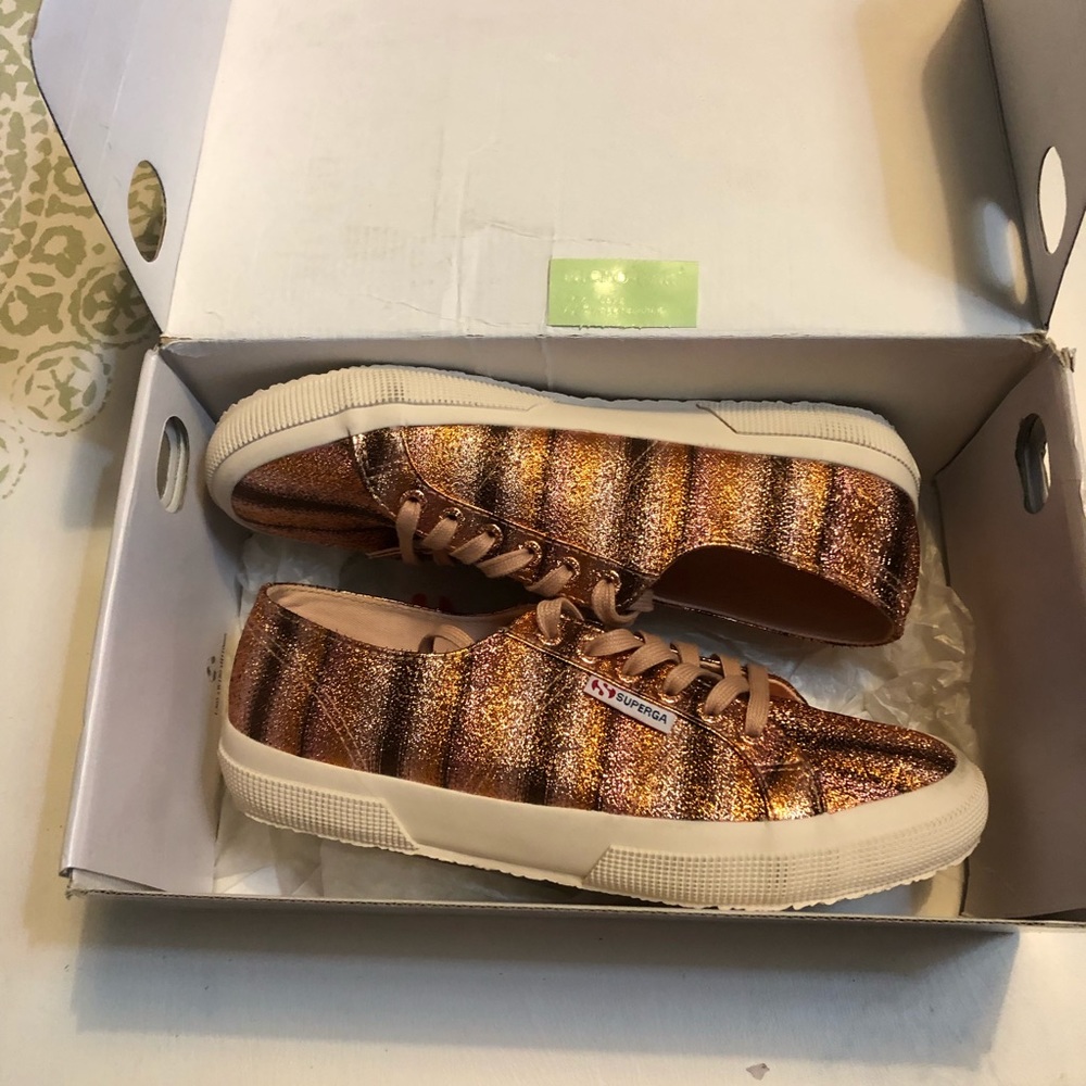 - NIB Superga rose gold metallic bronze sneakers 2750